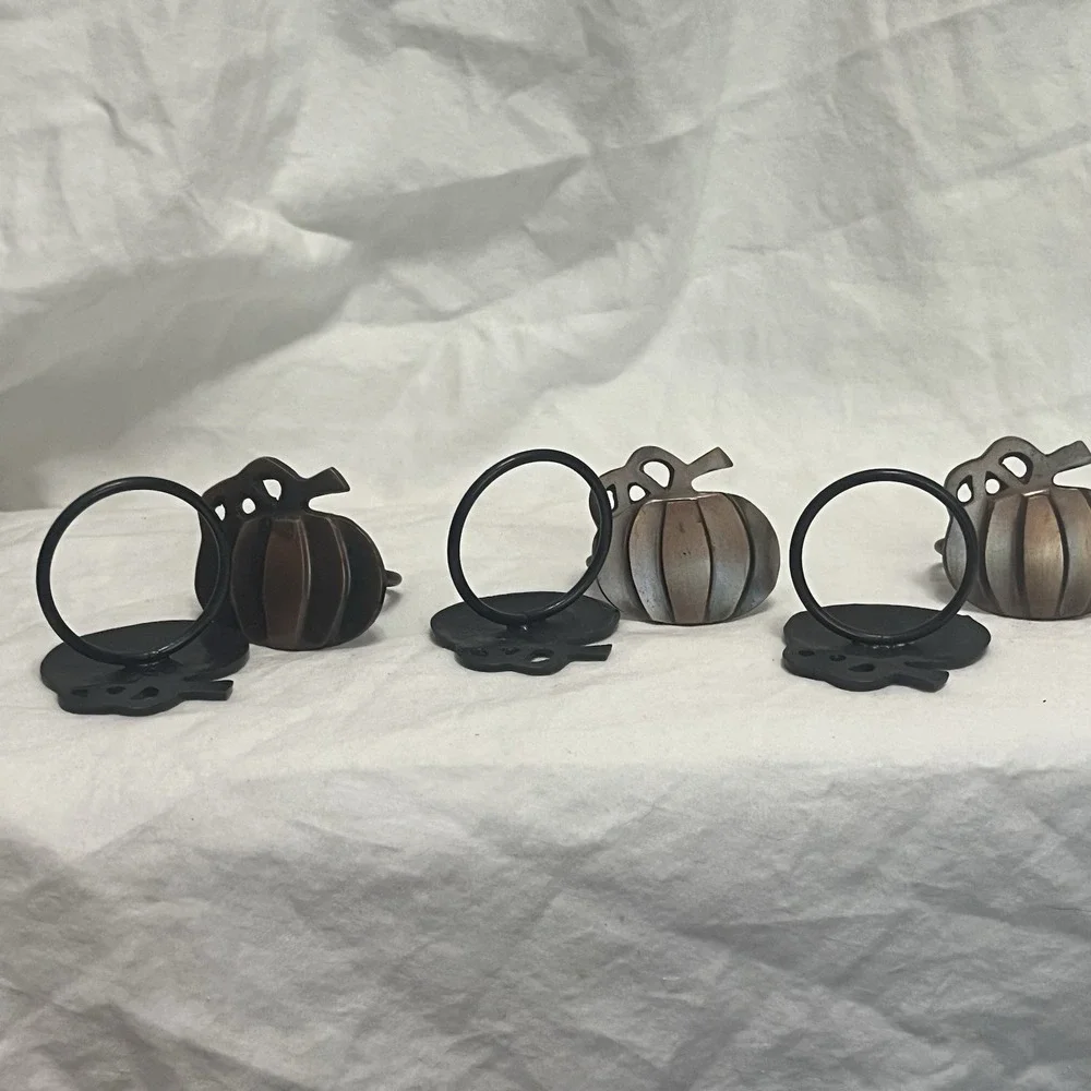 6 pcs Halloween Thanksgiving Napkin Rings, Metal Pumpkin Holders, Spooky Decor‎